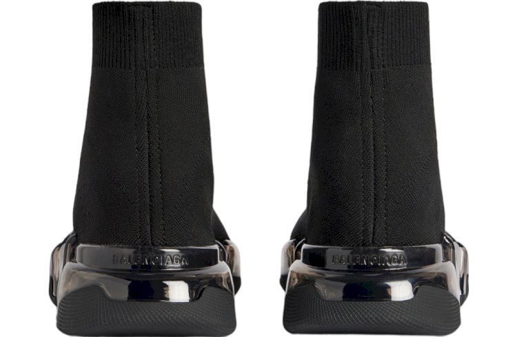 Balenciaga Speed 2.0 Black Recycled Knit with Full Clear Sole