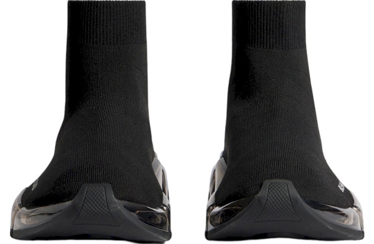 Balenciaga Speed 2.0 Black Recycled Knit with Full Clear Sole